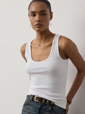 Ralph Lauren White Scoop Neck Tank Top L